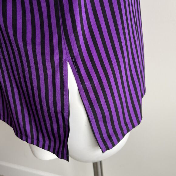 KOOS Of Course 100% Silk Shirt Top Blouse Sz Small Purple Boho Artsy Halloween - Picture 8 of 13